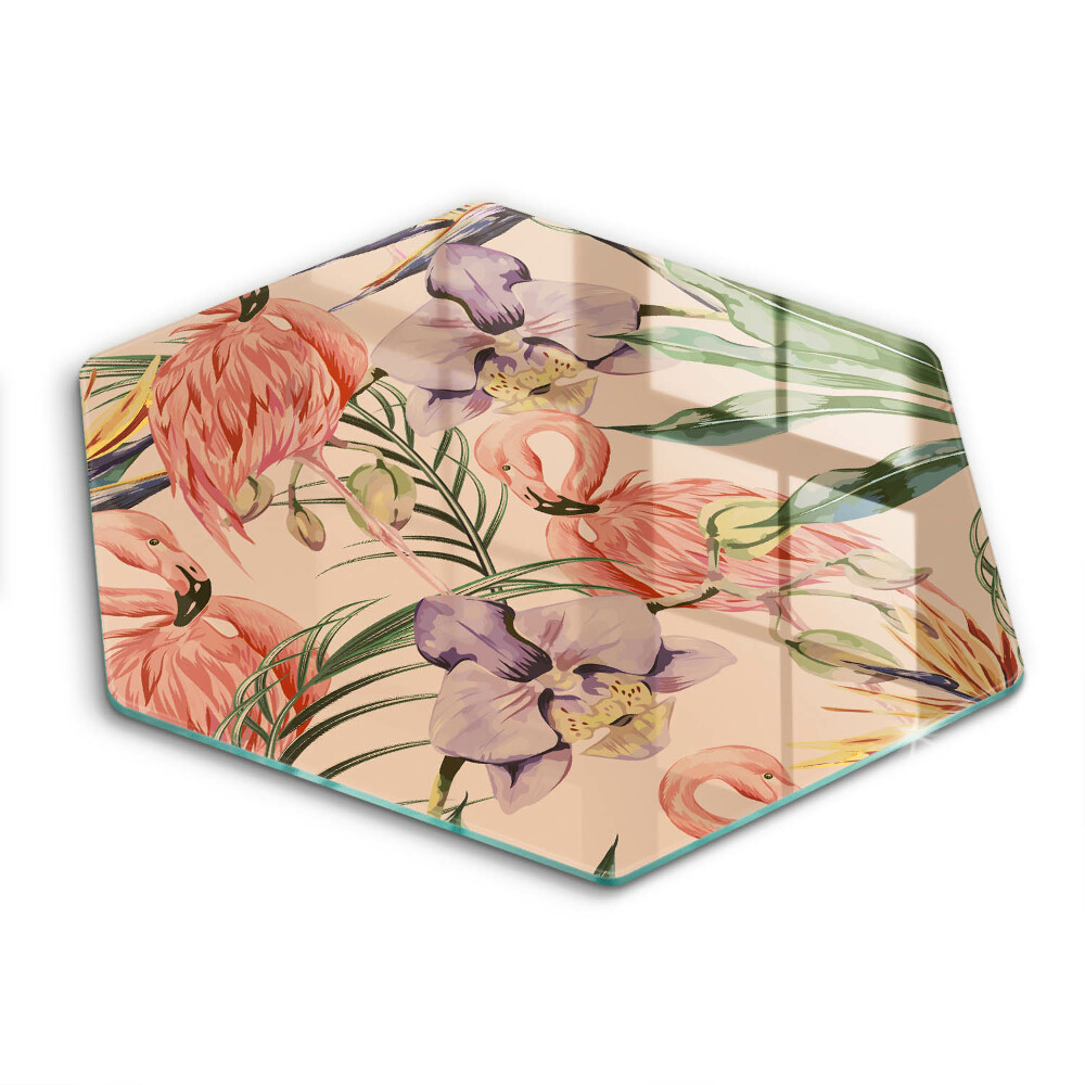 Tocător de bucătărie în formă de hexagon Ilustrație cu flamingi