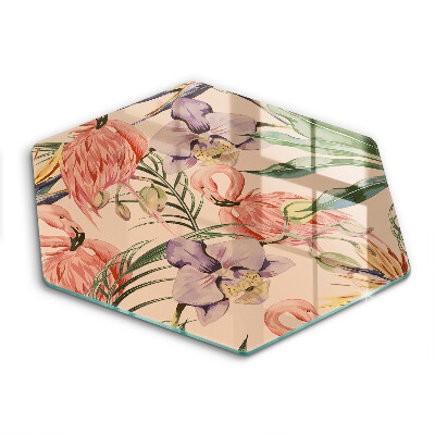 Tocător de bucătărie în formă de hexagon Ilustrație cu flamingi