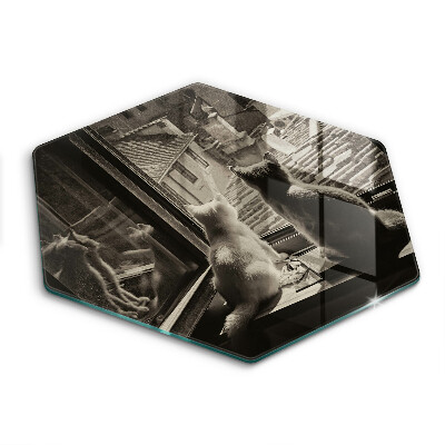 Tocător de bucătărie în formă de hexagon Orașul și fereastra pisicilor