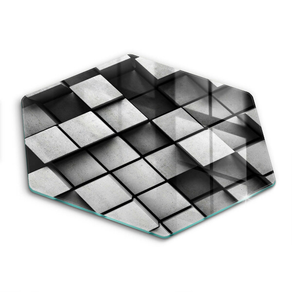 Tocător din sticlă hexagonal Pătrate 3D abstracte