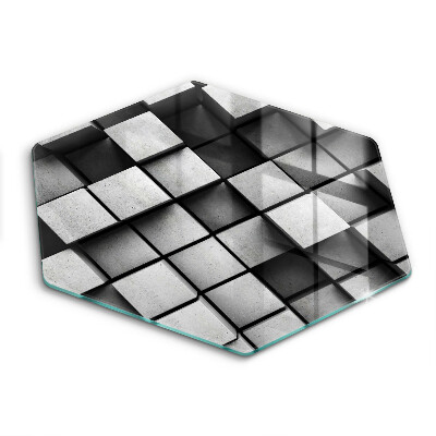 Tocător din sticlă hexagonal Pătrate 3D abstracte