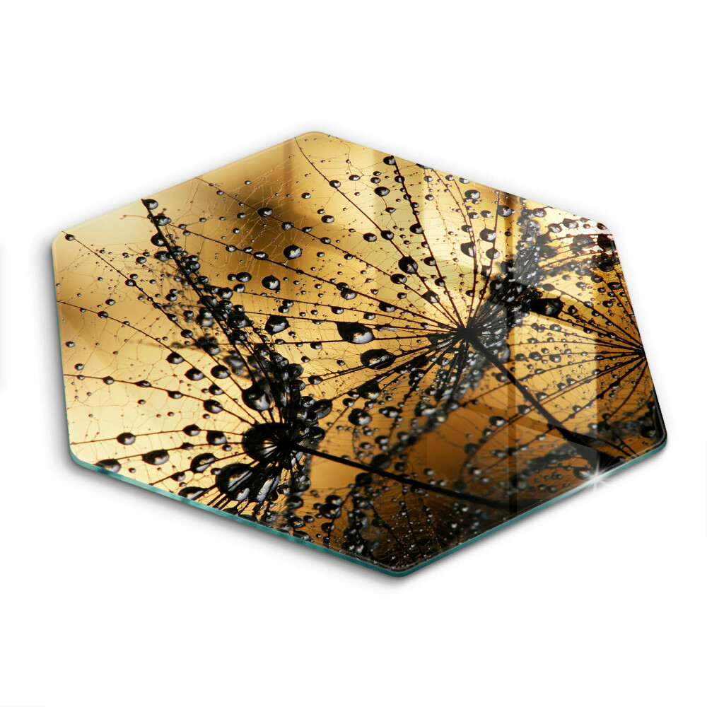 Tocător din sticlă hexagonal Rouă și păpădii