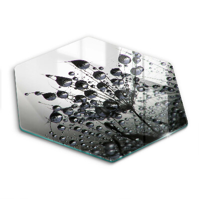 Tocător din sticlă hexagonal Păpădii și rouă