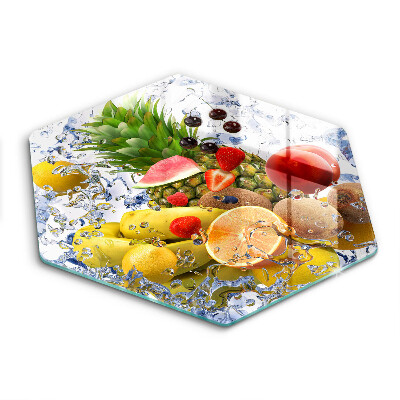 Tocător sticlă hexagonal Fructe zemoase și apă