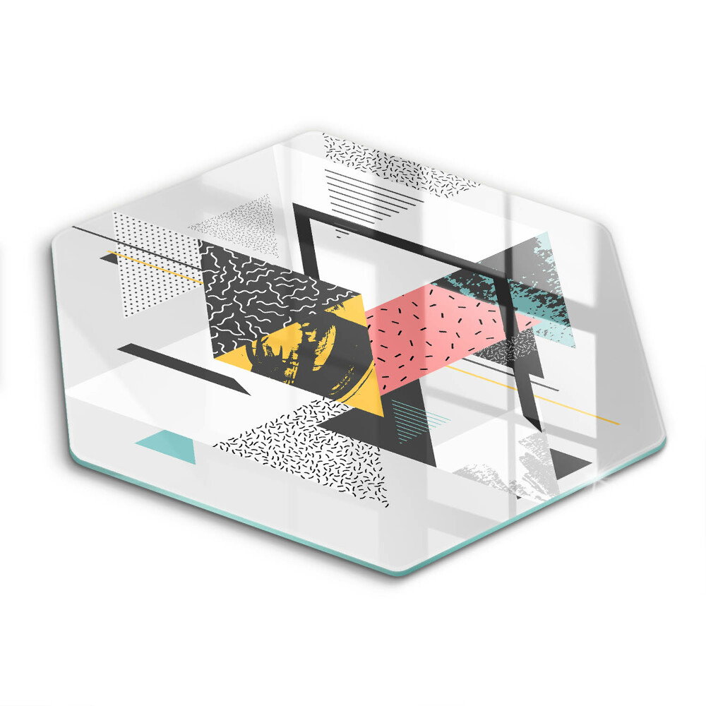 Tocător din sticlă hexagonal Triunghiuri abstracte