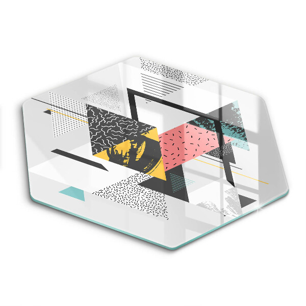 Tocător din sticlă hexagonal Triunghiuri abstracte