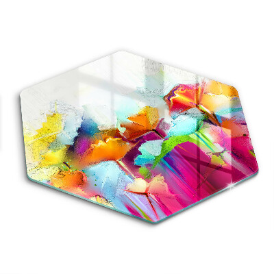 Tocător sticlă hexagonal Flori pictate cu vopsele