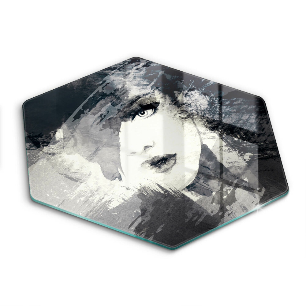 Tocător de bucătărie în formă de hexagon Pictura unei femei