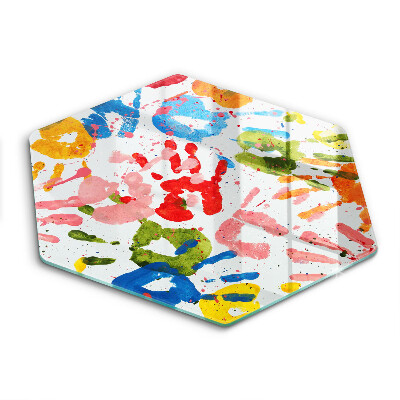 Tocător sticlă hexagonal Urme de mâini de copii