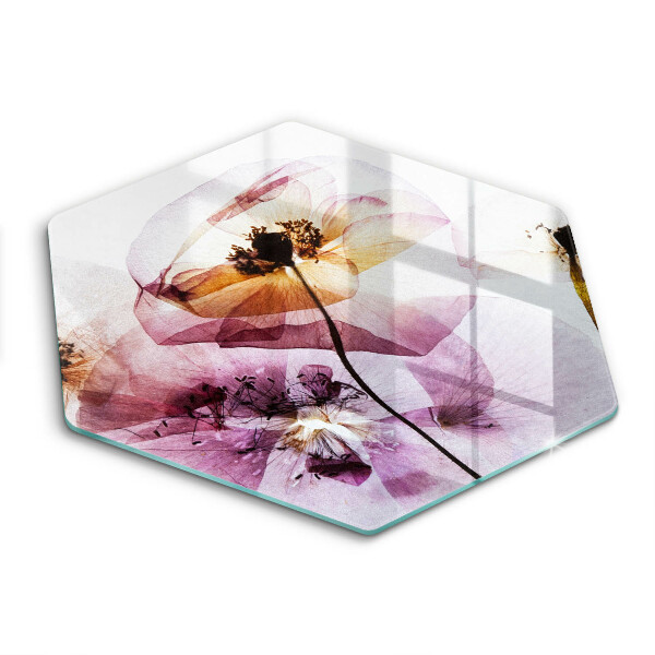 Tocător din sticlă hexagonal Flori delicate