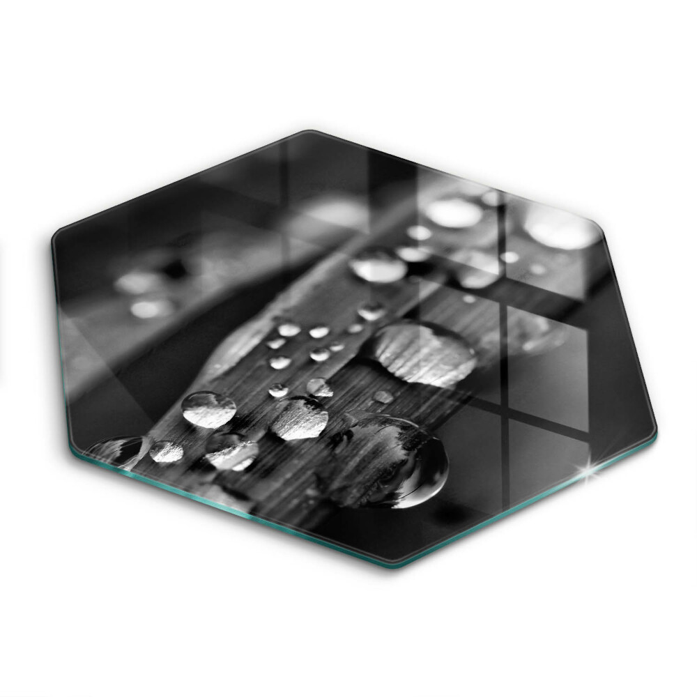 Tocător de bucătărie în formă de hexagon Picături de rouă pe frunze