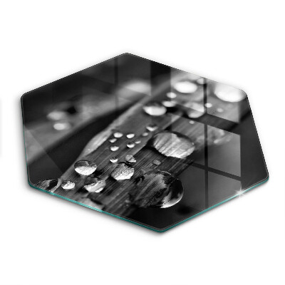 Tocător de bucătărie în formă de hexagon Picături de rouă pe frunze