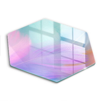 Tocător de bucătărie în formă de hexagon Pene pastelate