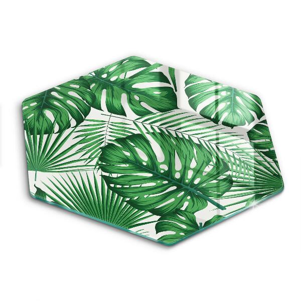 Tocător sticlă hexagonal Frunze de Monstera