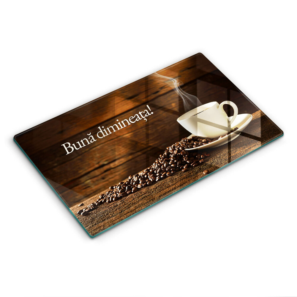 Tocător de bucătărie Bună dimineața! O cană de cafea