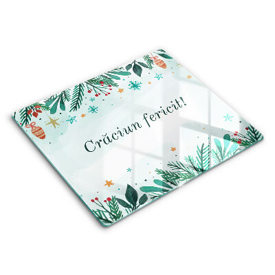 Tocător din sticlă Crăciun: Crăciun Fericit! 60x52cm