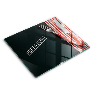 Tocător din sticlă Poftă bună! 60x52cm