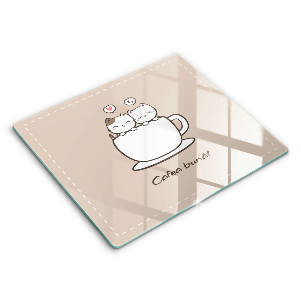 Tocător din sticlă Motiv: Poftă bună la cafea! 60x52cm