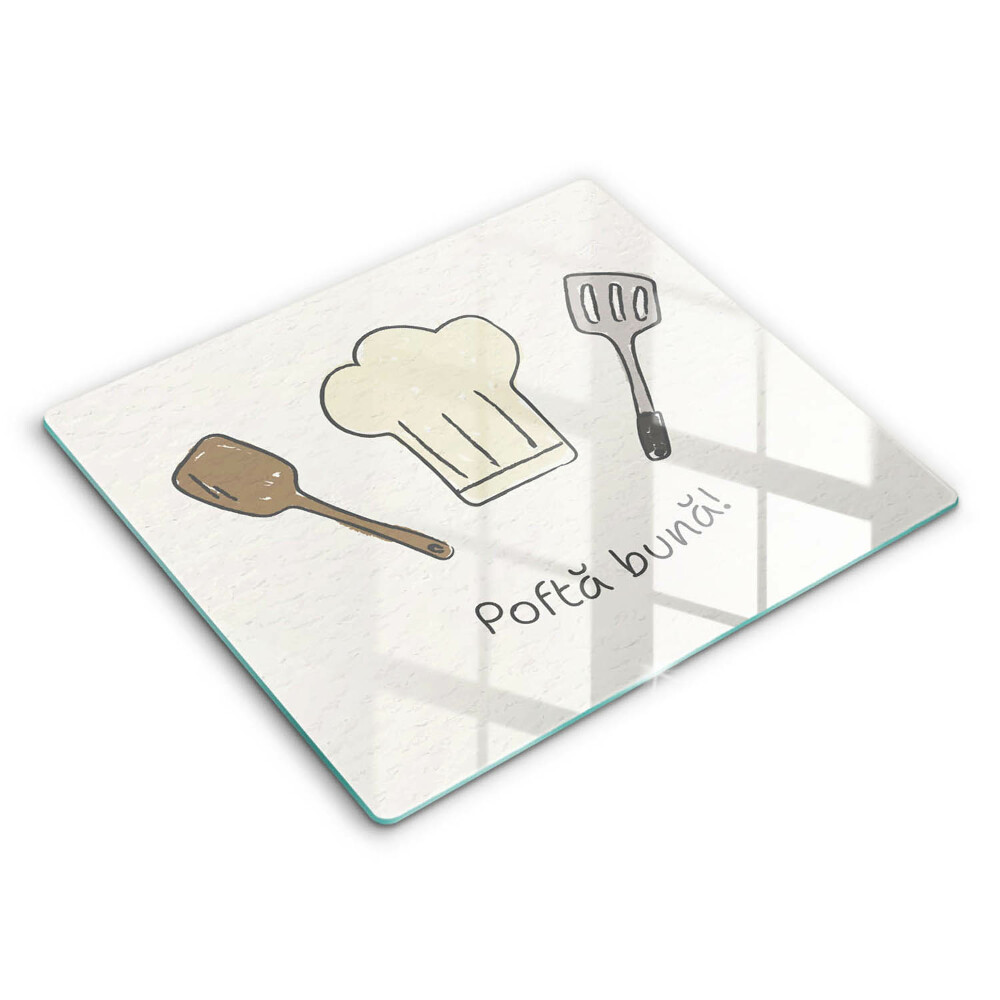 Tocător din sticlă Poftă bună! 60x52cm