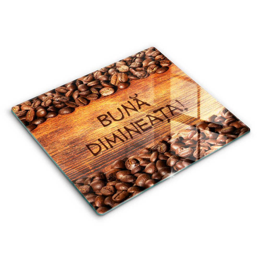 Tocător din sticlă Boabe de cafea Bună dimineața! 60x52cm