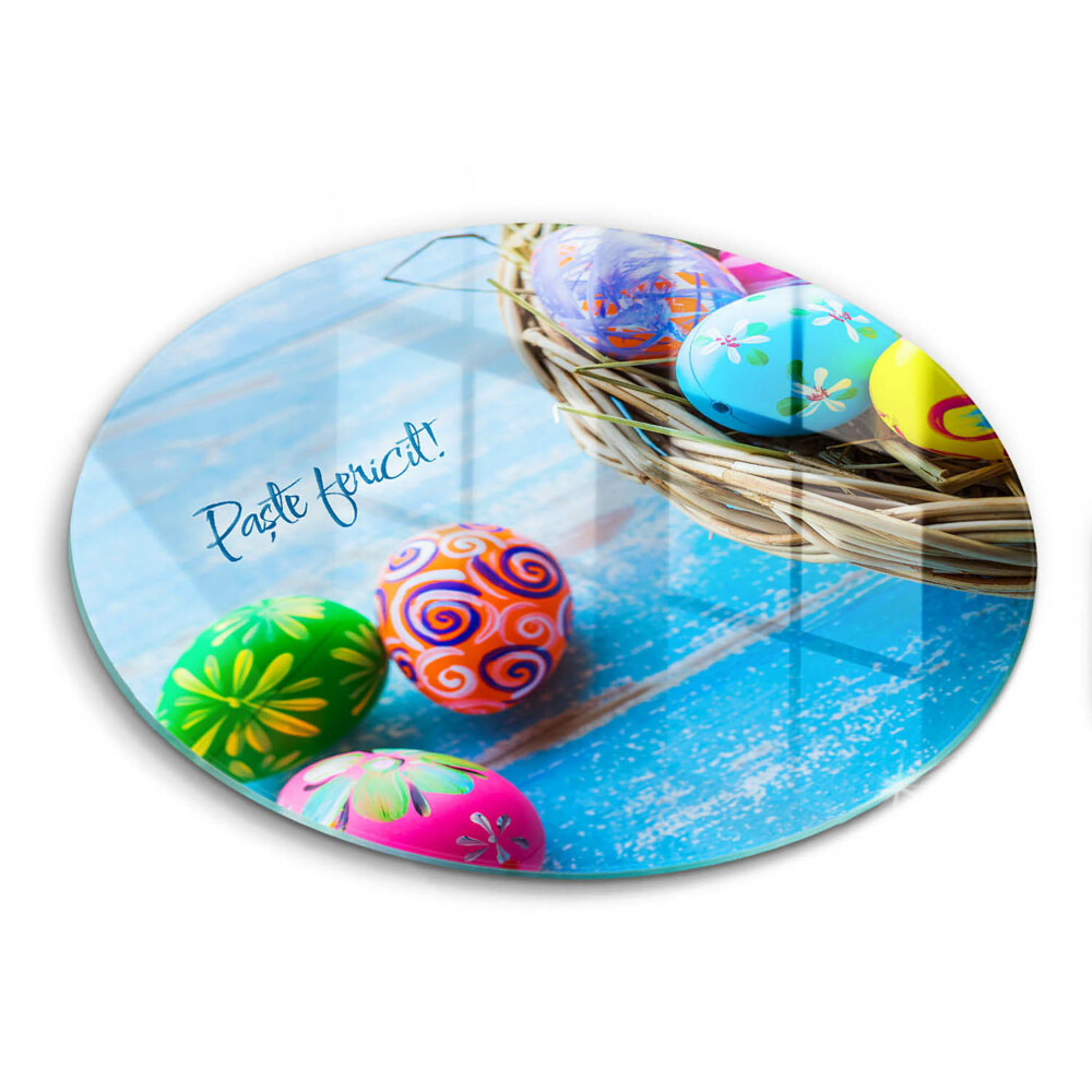 Tocător rotund de sticlă Paște Fericit!