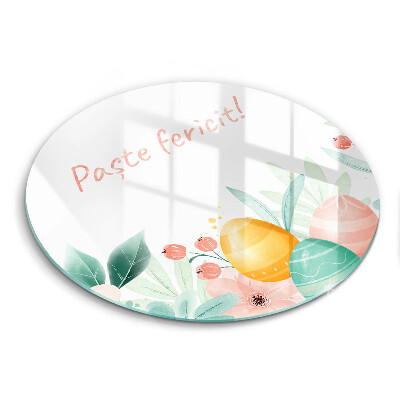 Tocător rotund de sticlă Paște Fericit!