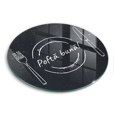 Tocător rotund de sticlă Poftă bună!