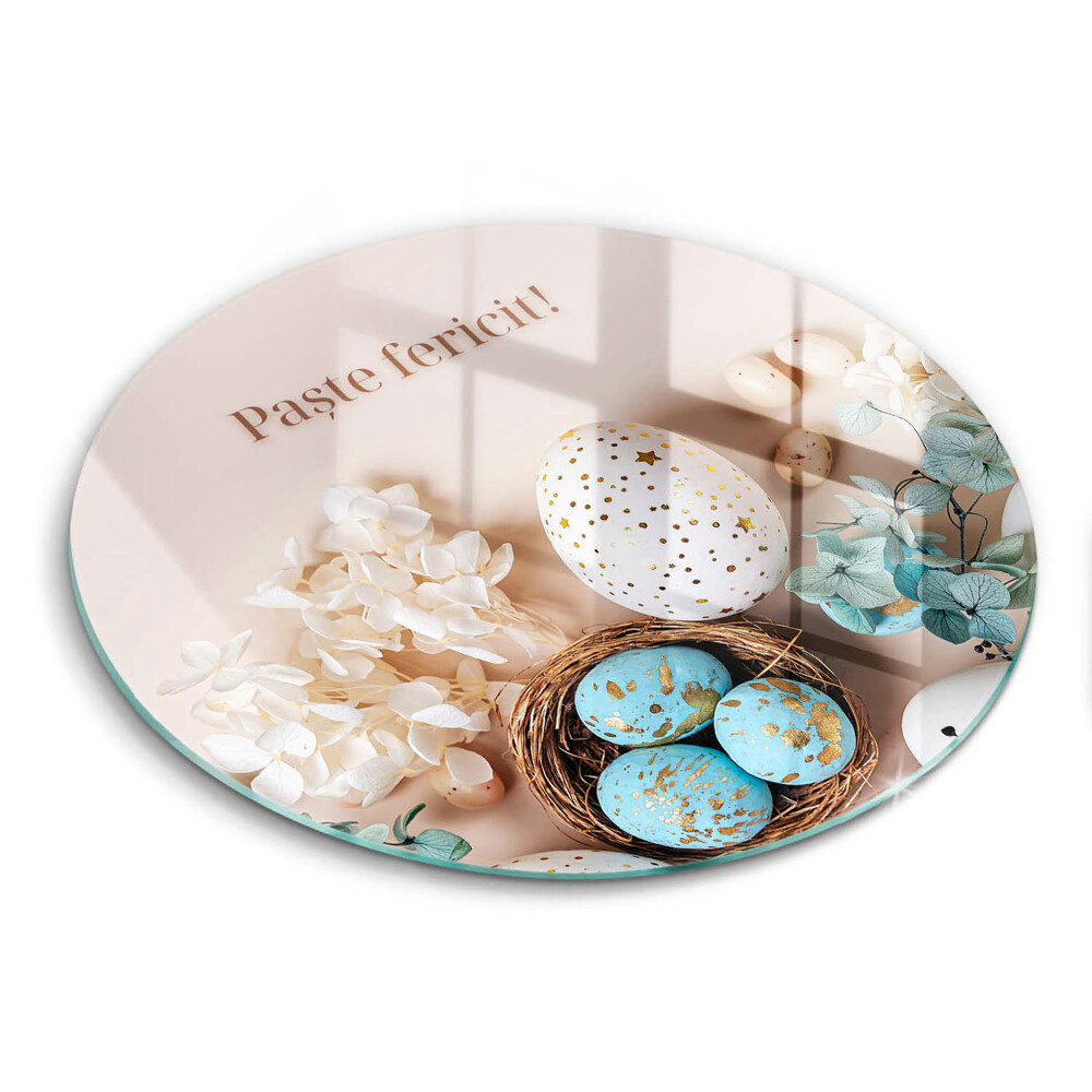 Tocător rotund de sticlă Paște Fericit!