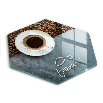 Tocător de bucătărie hexagonal O cană de cafea, O zi bună!