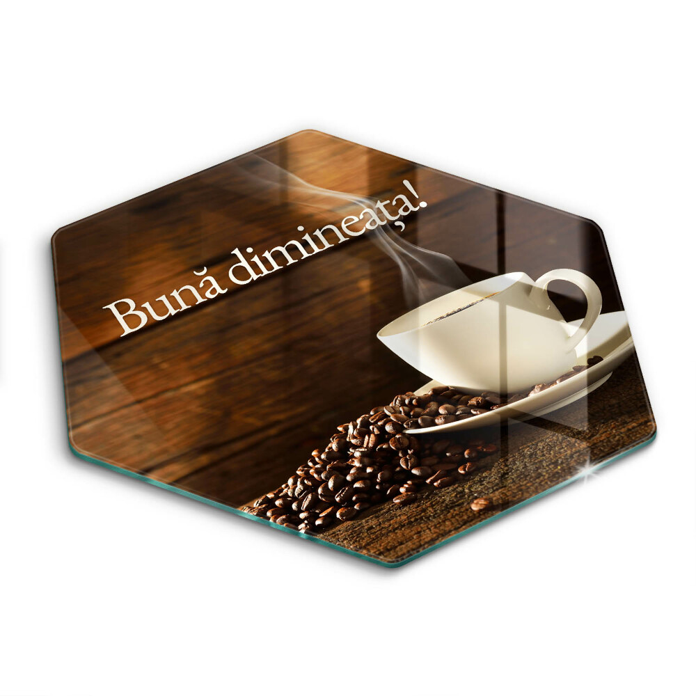 Tocător de bucătărie hexagonal Bună dimineața! O cană de cafea