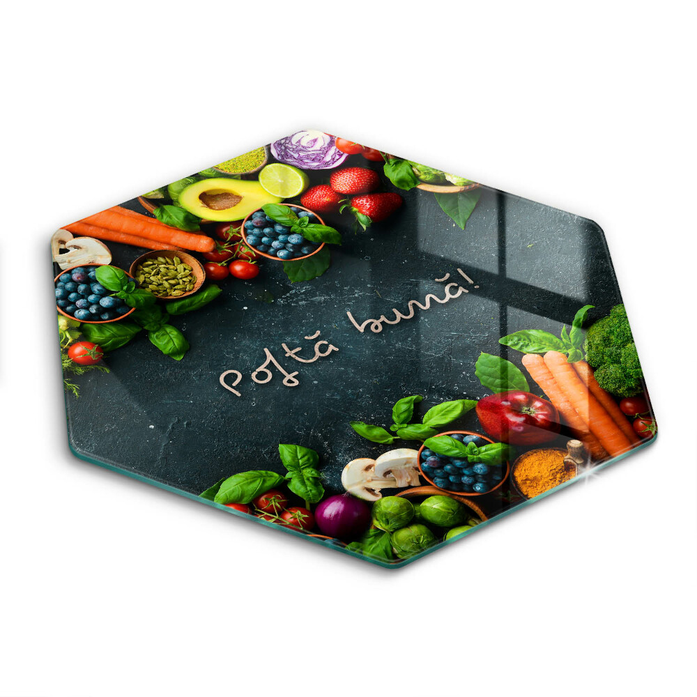 Tocător de bucătărie hexagonal Fructe și Legume, Poftă bună!
