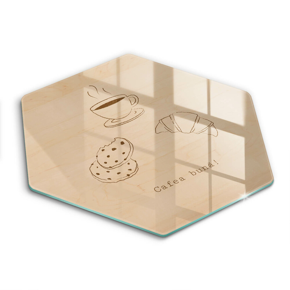 Tocător de bucătărie hexagonal Motiv, Poftă bună la cafea!