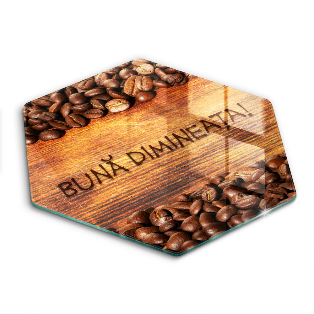 Tocător de bucătărie hexagonal Boabe de cafea, Bună dimineața!