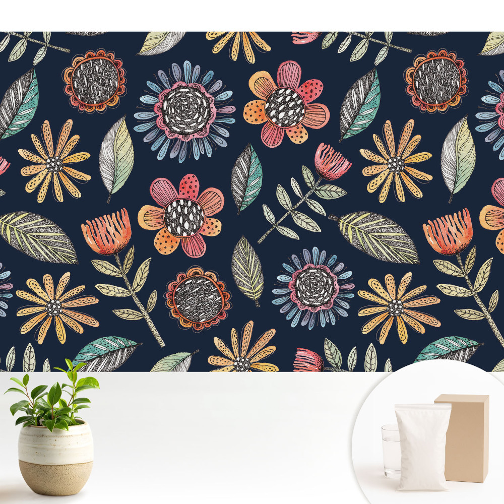 Mozaic de flori colorate cu frunze