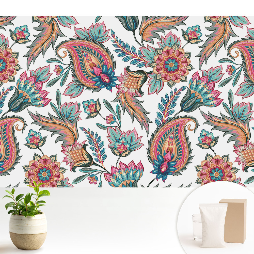 Model Paisley cu flori și frunze