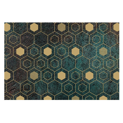 Placă cu hexagoane geometrice pe fundal întunecat
