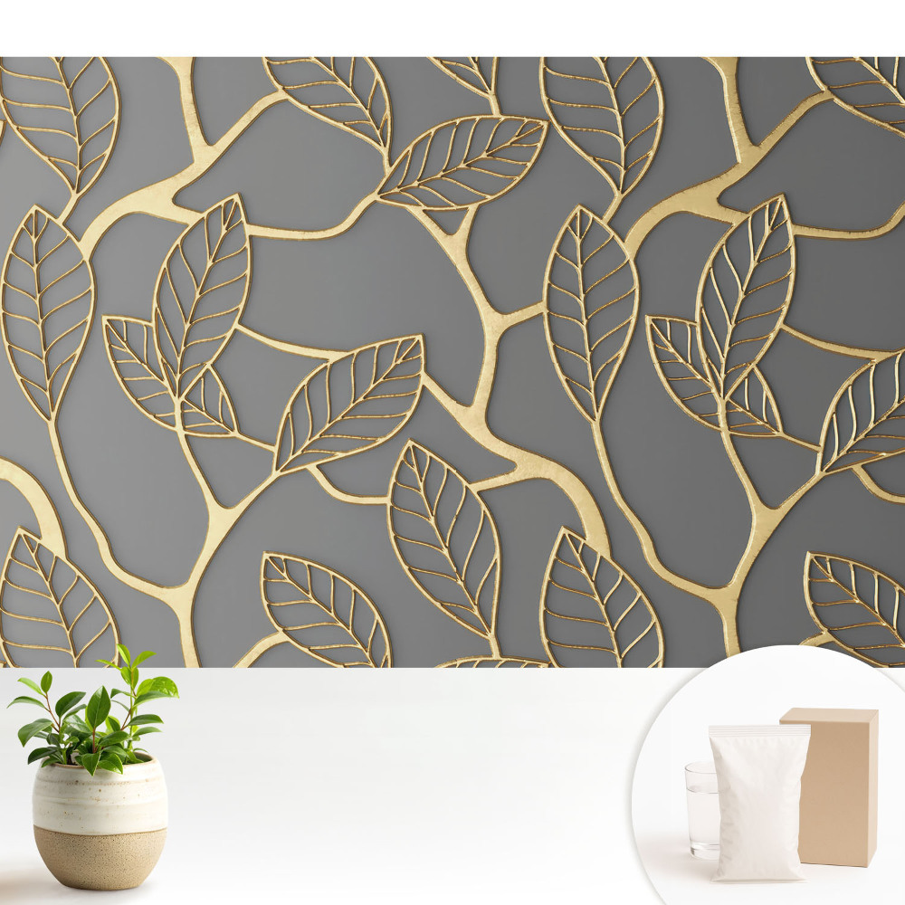 Frunze pe un fundal gri, model subtil