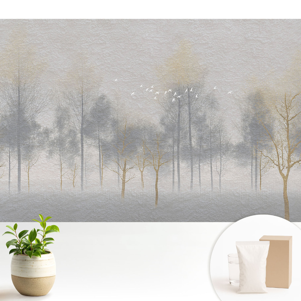 O scenă delicată de pădure, cu un stil minimalist