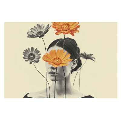 Flori și o față în stil suprarealist