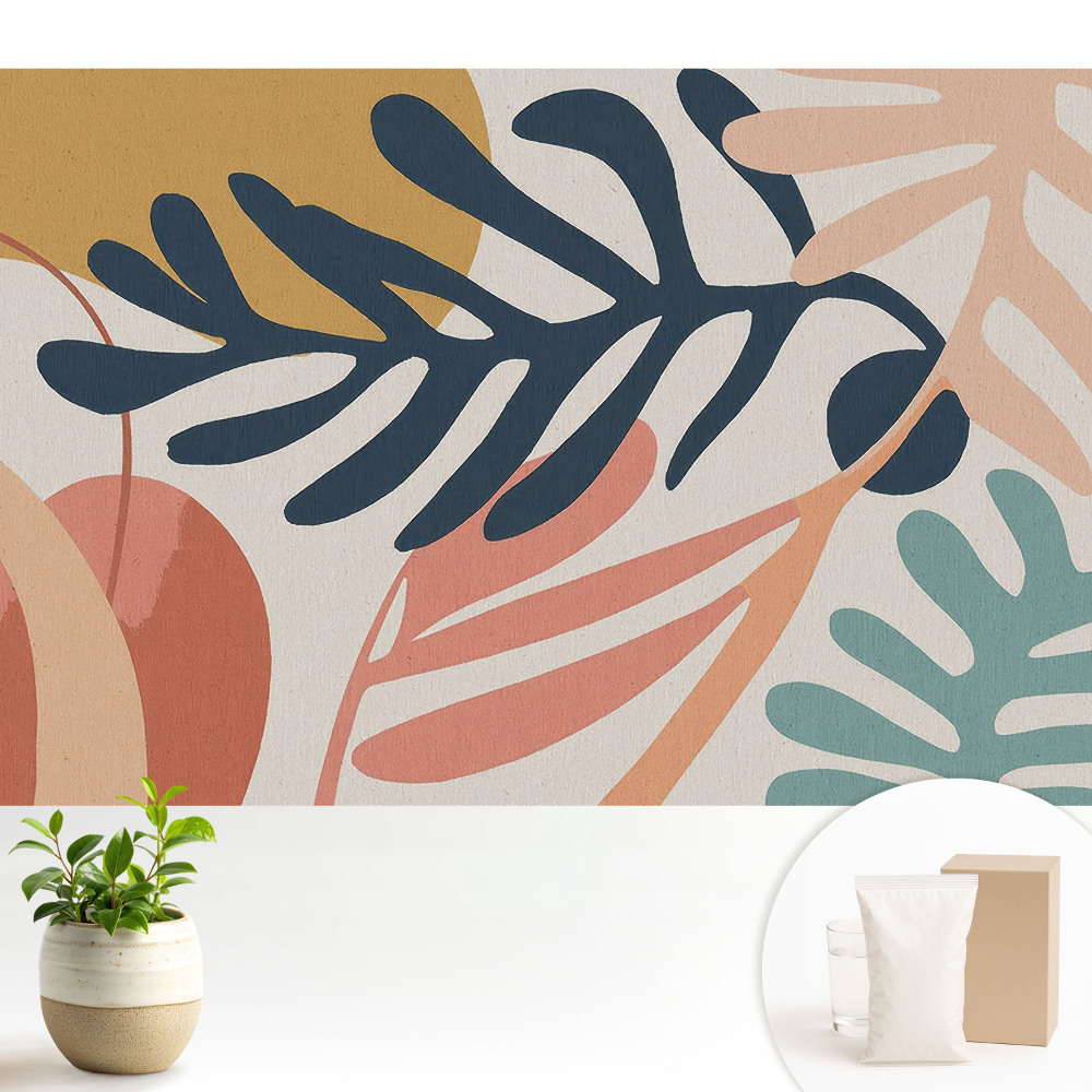 Forme abstracte cu frunze în culori vibrante