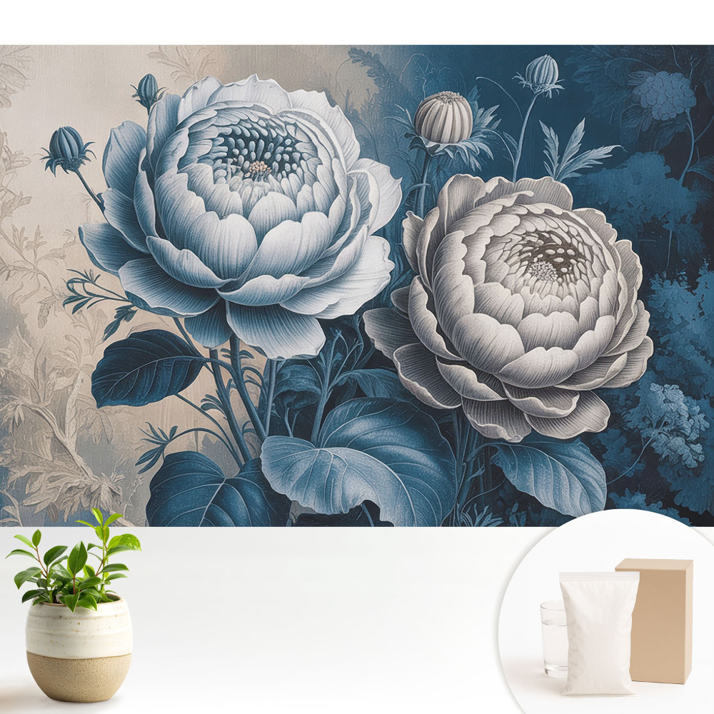 Flori în nuanțe de albastru și gri