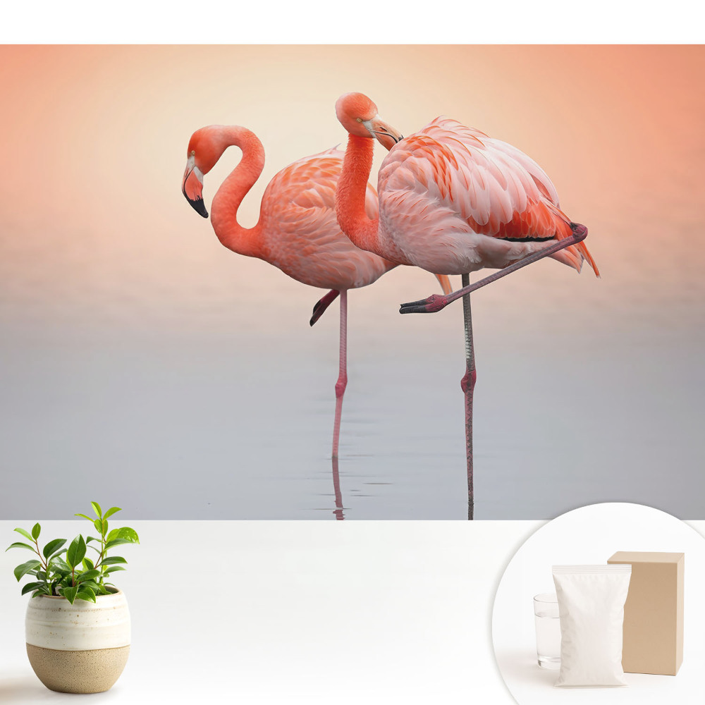 Flamingo pe un fundal pastel