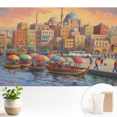 Bărci colorate și cupole ale orașului