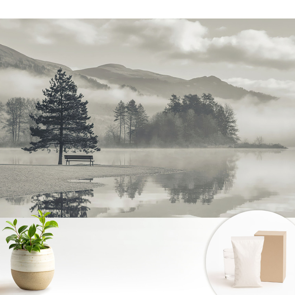 Ceață fermecătoare peste lac într-un stil clasic