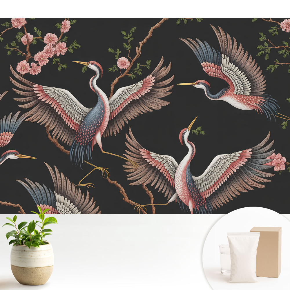 Păsări și flori pe fundalul naturii