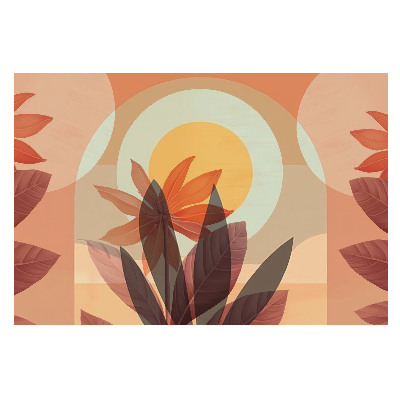 Abstracție florală simetrică cu tonuri calde