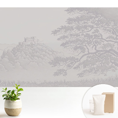 Peisaj al unui castel printre copaci