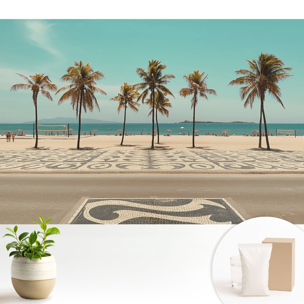 Palmieri pe plajă tropicală, ocean