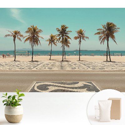 Palmieri pe plajă tropicală, ocean