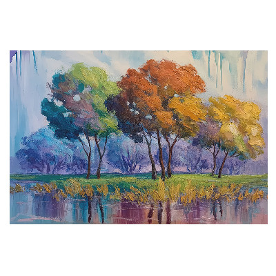 Compoziție abstractă cu copaci colorați